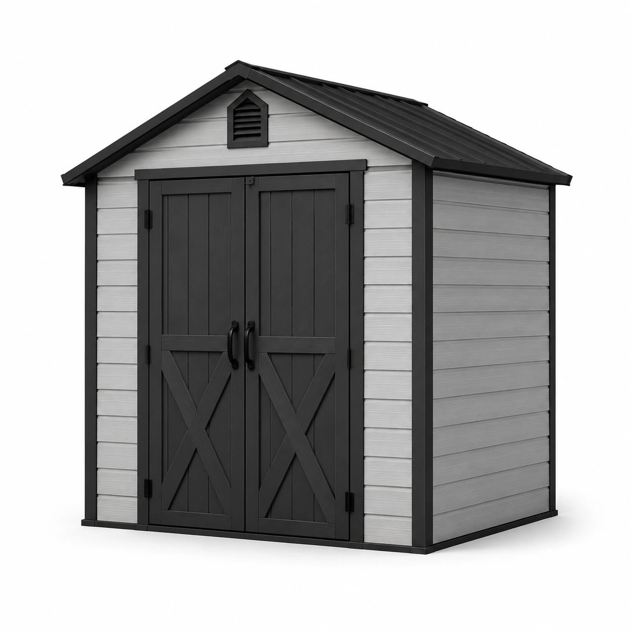 Abri de jardin en plastique 185x152x226 cm gris et noir