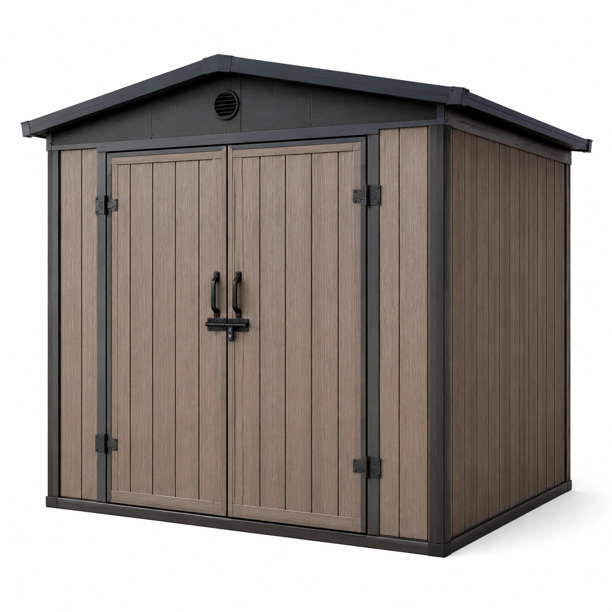 Abri de jardin en bois composite et métal 185x152x226 cm marron