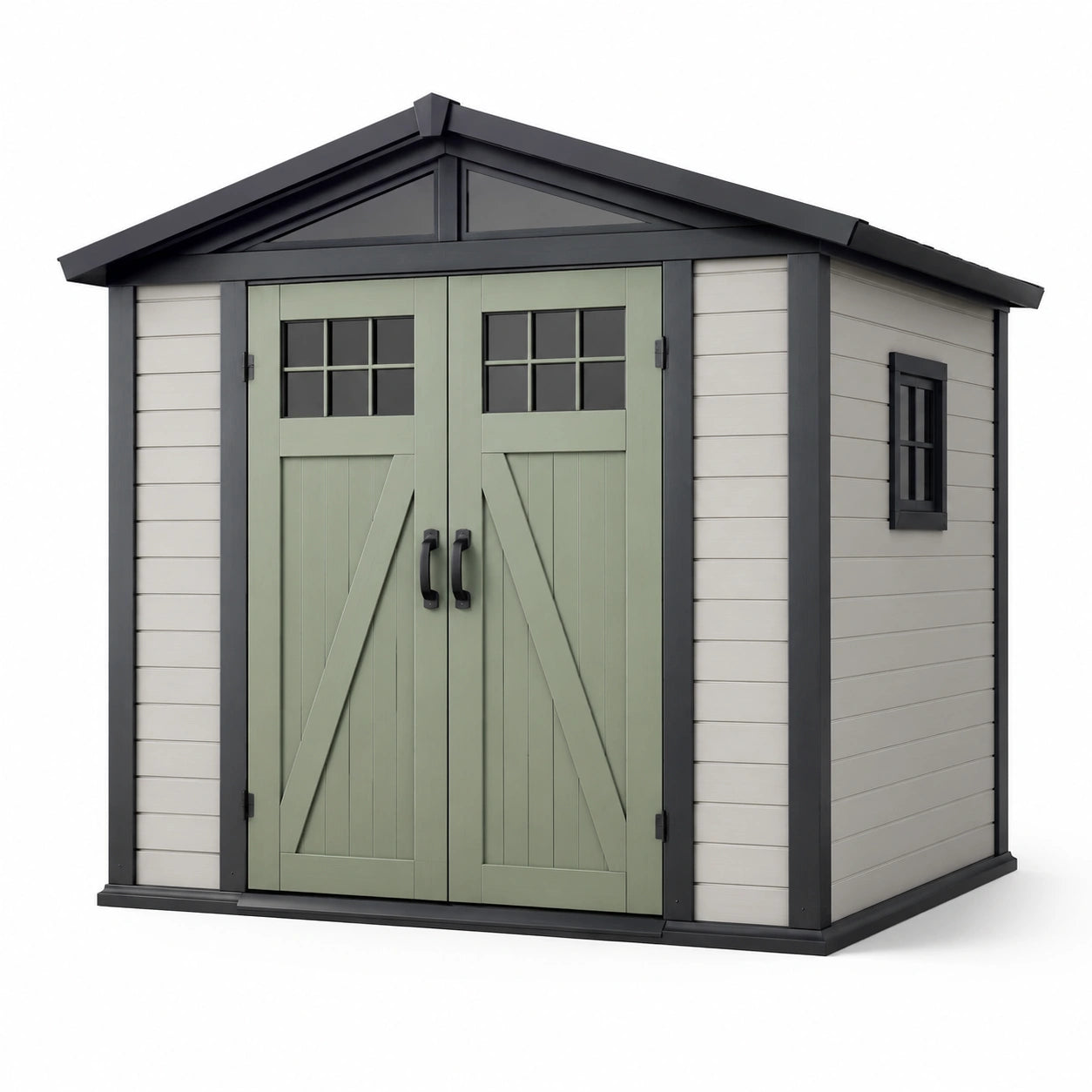 Abri de jardin en résine avec porte double et fenêtre 200x180x230cm