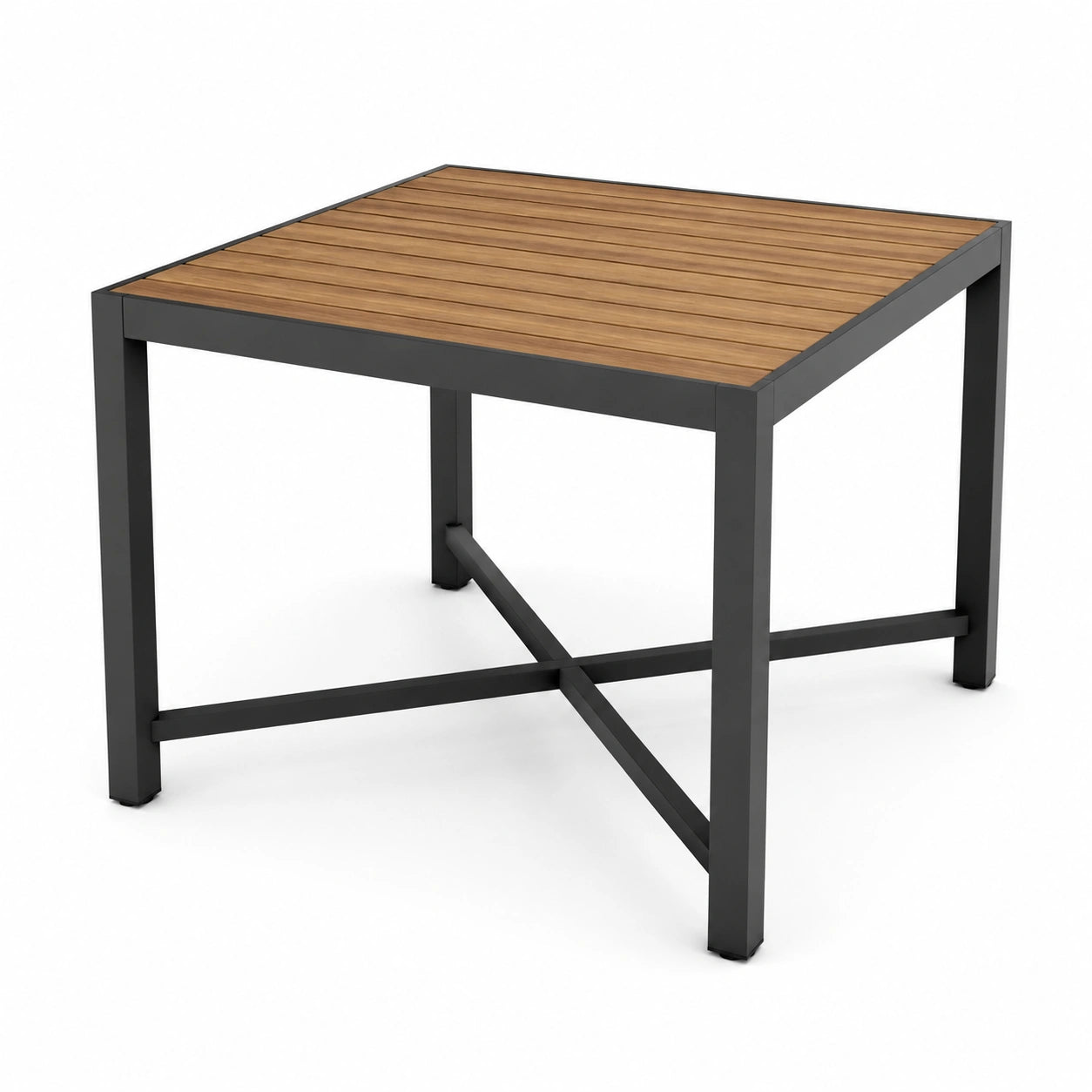 Table d'extérieur en métal et bois composite 90x90 cm