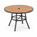 Table de jardin ronde en métal et bois composite 90 cm marron/noir
