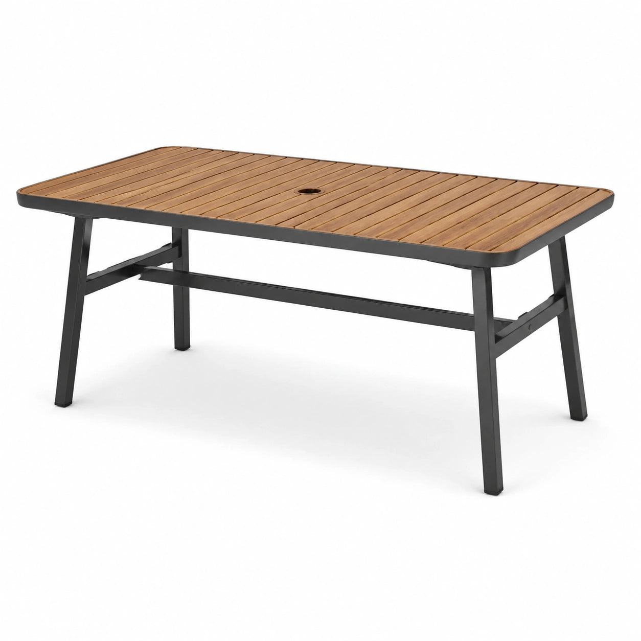Table de jardin en bois composite et aluminium 200x100 cm marron/noir
