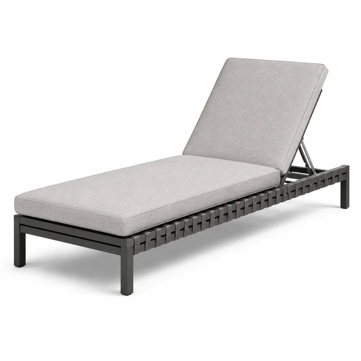 Chaise longue en aluminium avec coussin en polyester gris