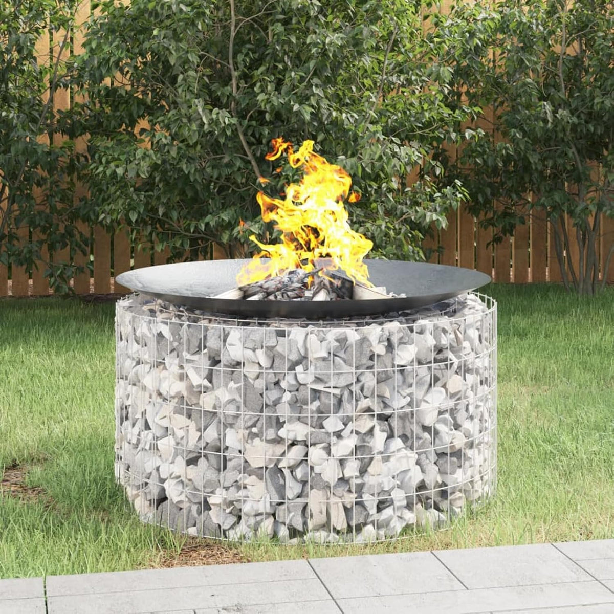 ShGaxin Brasero en gabion en fer galvanisé Ø100 cm, barbecue au carbone, fumoir barbecue, barbecue au carbone et le?a, grille de barbecue