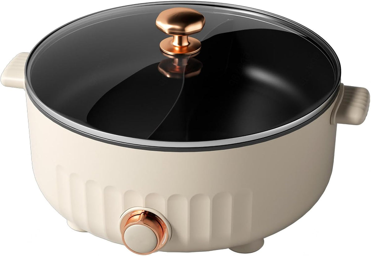 ARTSIM Fondue Chinoise Electrique, 6 litres, 1350 Watts, 30cm De DiamèTre Epuisette Fondue Chinoise Convient Aux FêTes d'anniversaire (avec 2 Filets