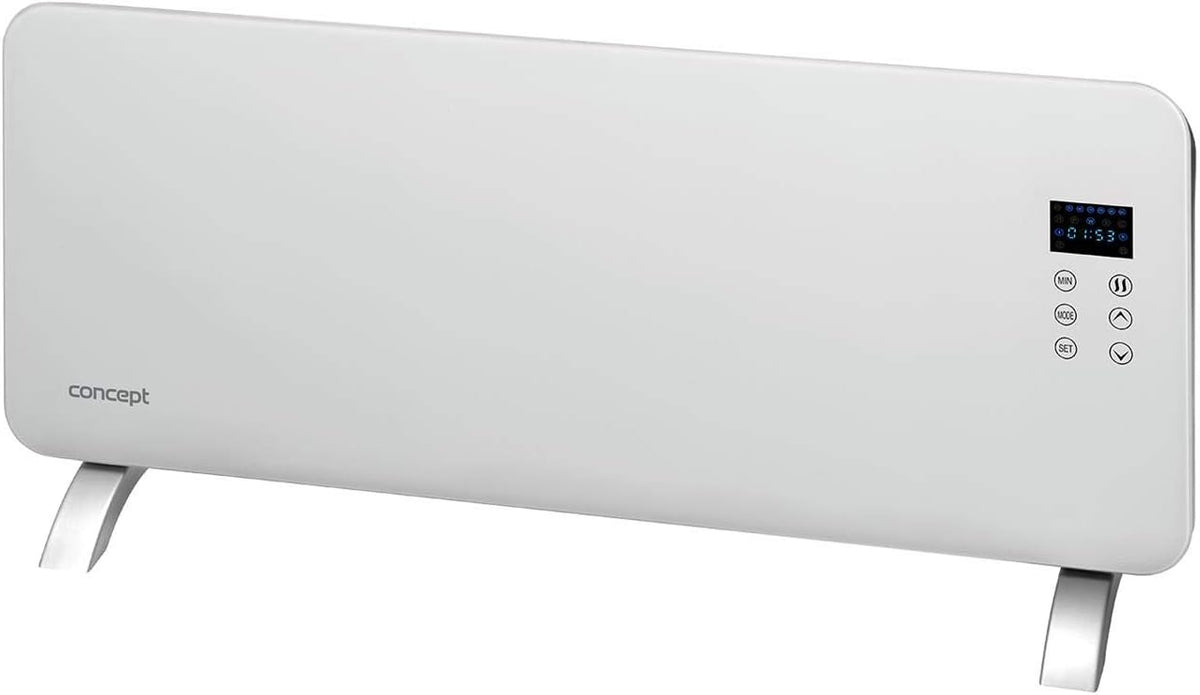 Concept KS4000 Convecteur électrique en verre Chauffage Thermostat Chauffage sur pied en verre trempé Affichage LED 1000/2000 W 20 m² (blanc)