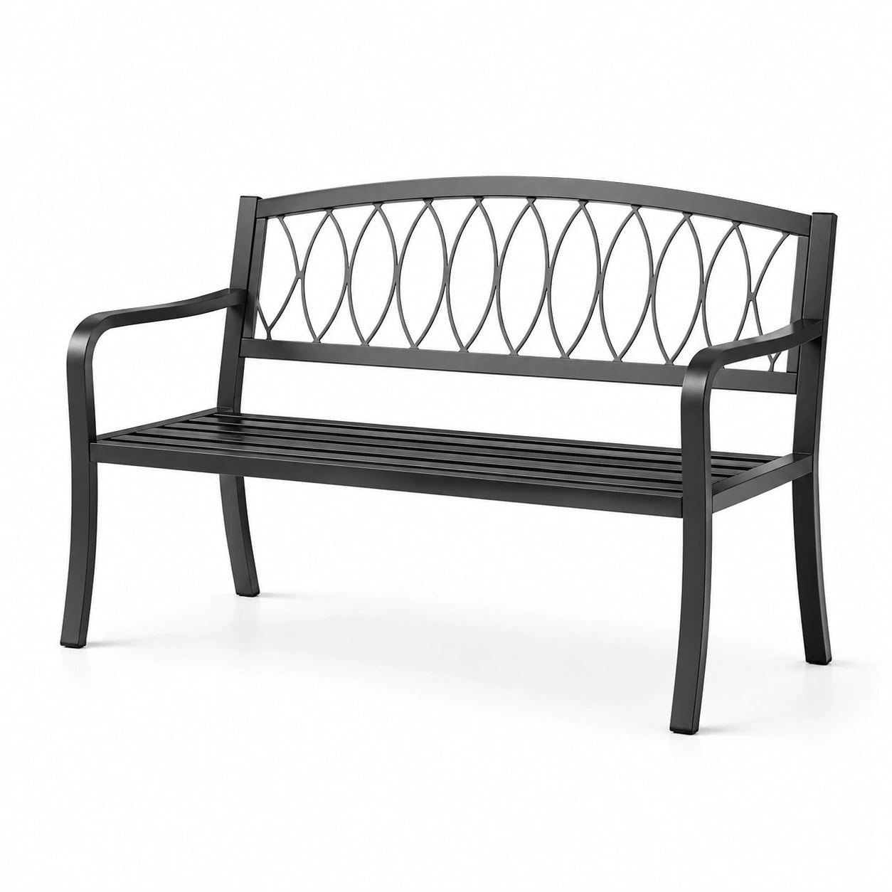 Banc de jardin en métal noir 127 cm