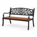 Banc en métal et bois avec motifs floraux