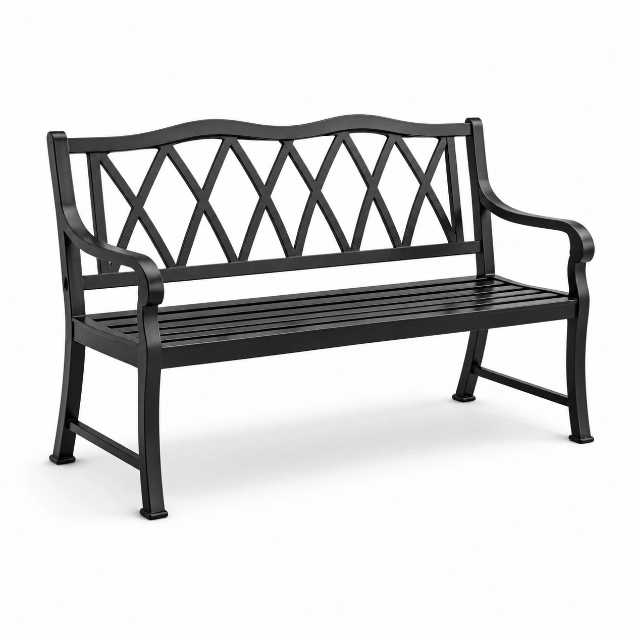 Banc de jardin en aluminium noir, 128 cm