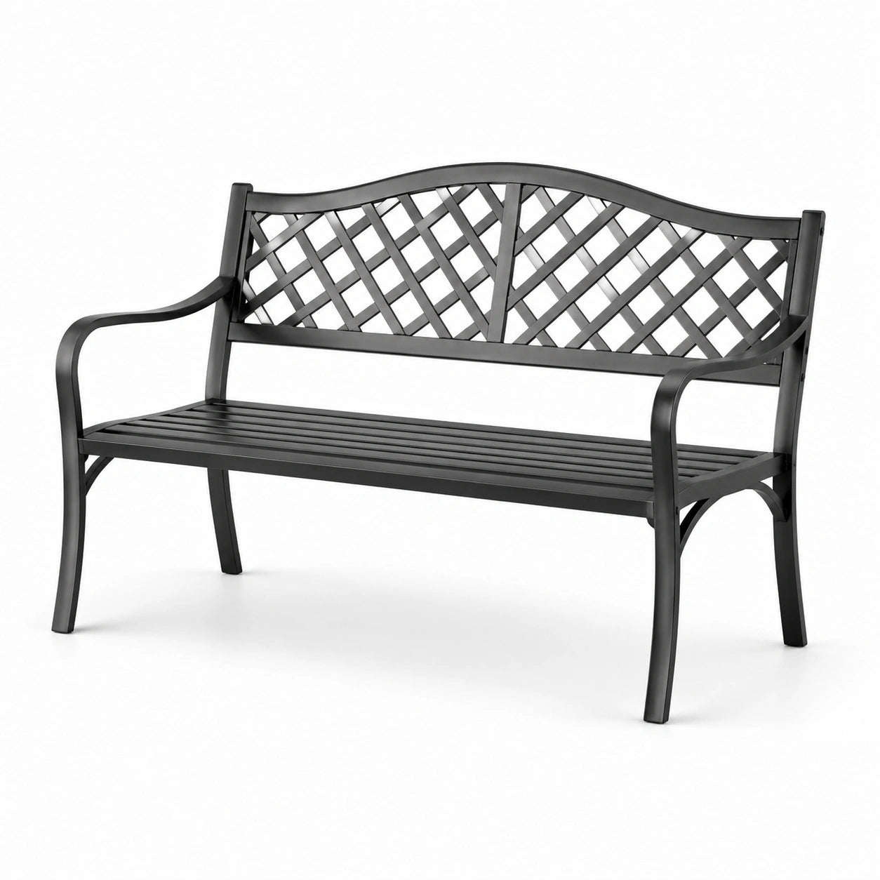 Banc de jardin en métal noir 120 cm