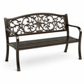 Banc de jardin en métal fer forgé brun 126 cm