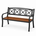 Banc de jardin en métal et bois de chêne 127 cm noir et marron