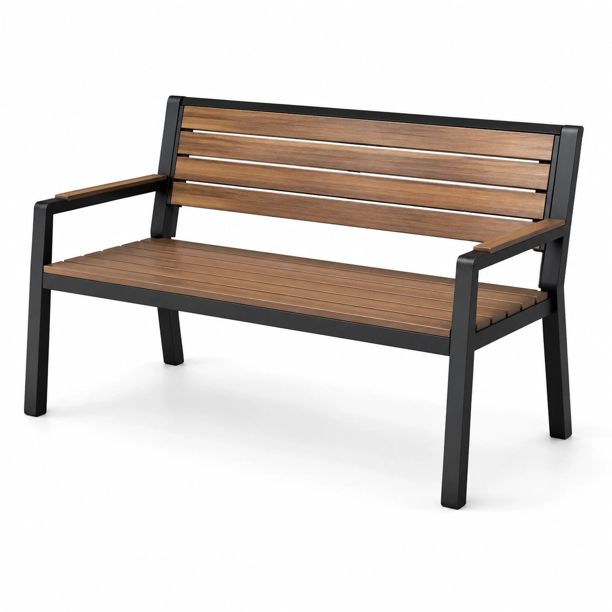 Banc en bois d'acacia et métal noir 120 cm