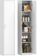 HOMCOM Armoire de cuisine Buffet avec 1 porte Armoire haute avec étagères réglables, 5 niveaux, armoire à provisions moderne, pour salon