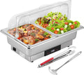 YUCHENGTECH Chauffe Plat Buffet Électrique 9L INOX, Chafing Dish Électrique Professionnel avec Réglage de la Température et Couvercle Transparent
