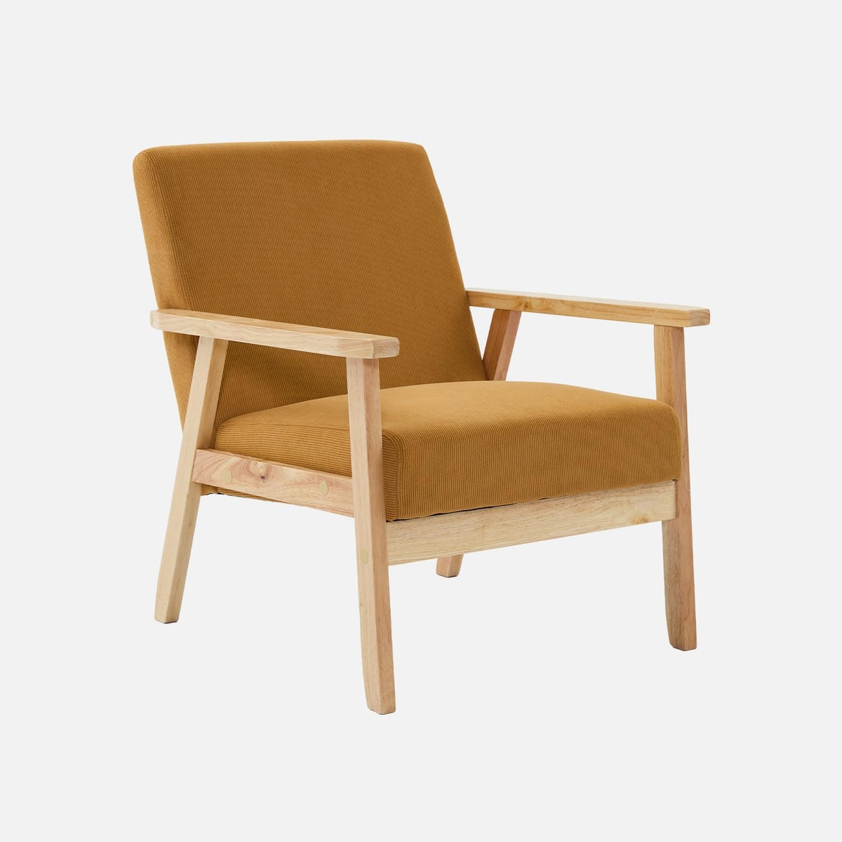sweeek - Fauteuil Vintage/scandinave Structure en Bois et contreplaqué et Assise en Velours côtelé Coloris Moutarde