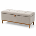 Banc de rangement en tissu avec pieds en bois