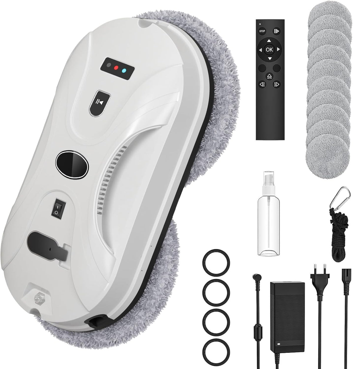 Robot nettoyeur de vitres 5600 Pa avec télécommande et système de détection des bords, 3 modes de nettoyage, navigation intelligente