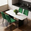 YLGJ&TIDY Lot de 4 Chaises de Salle à Manger en Velours Rétro Rembourrée Chaise à Dossier Haut et Pieds Métalliques Design en Damier 4 Chaises