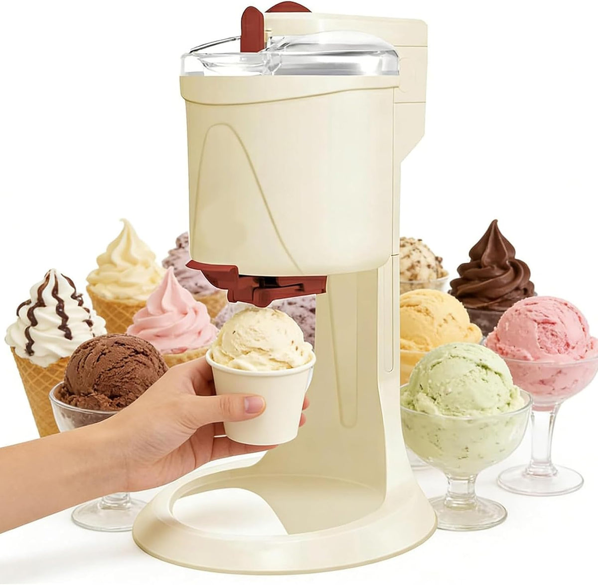 Machine à crème glacée molle 1L, opération en un clic, Machine à sorbet automatique amovible/lavable pour la maison, pour yaourts