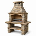 Barbecue en pierre réfractaire avec grill en inox 120cm x 75cm x 210cm
