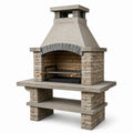 Barbecue en pierre réfractaire avec grille en acier dimensions 120x65x200 cm gris/ocre