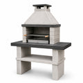 Barbecue en béton avec grille en acier inoxydable, 100x60x180 cm, gris et noir