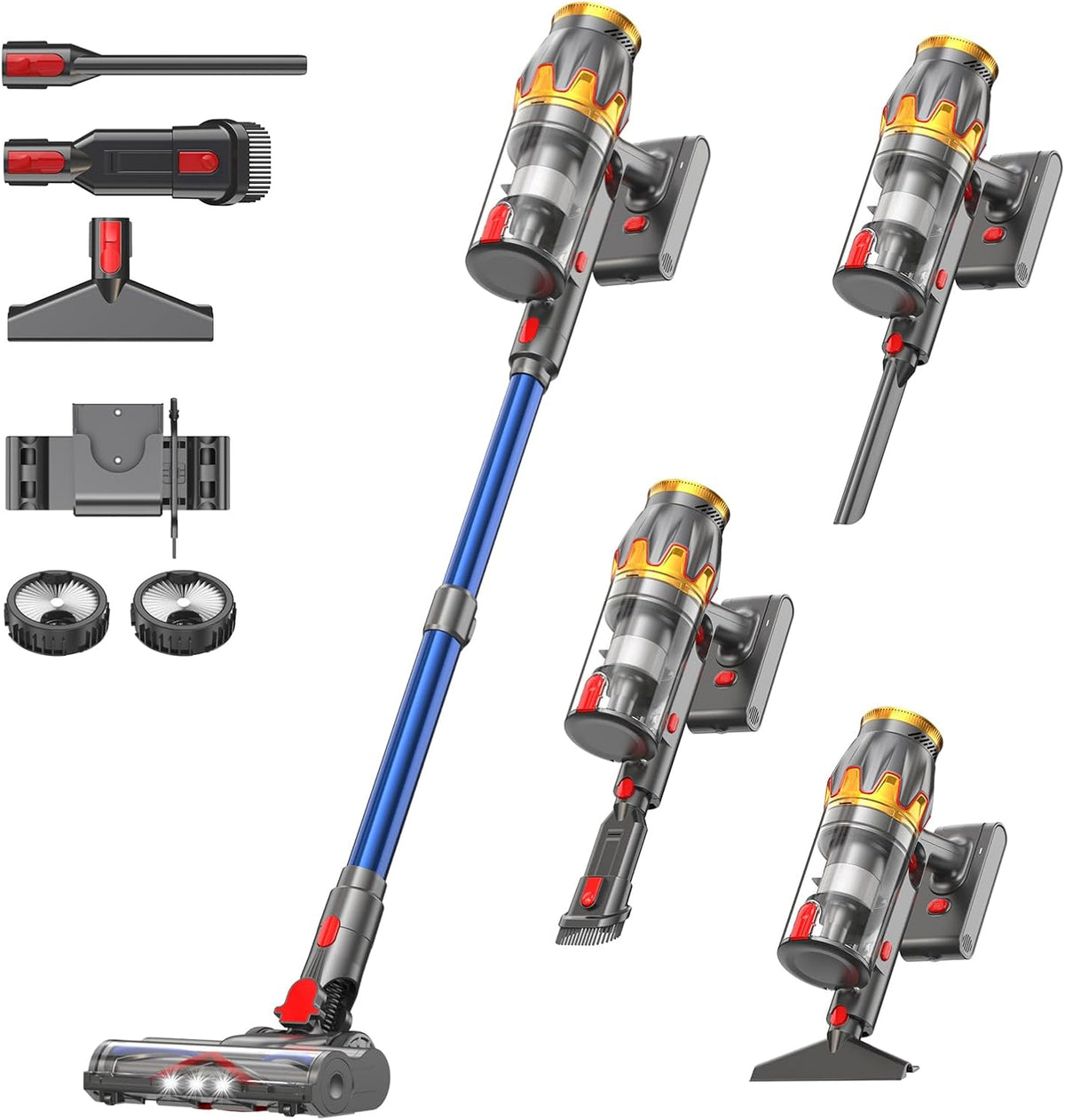 K10 Aspirateur Balai sans Fil 650W/55KPa/80 Min avec Mode Auto, Aspirateur Sans Fil Puissant avec Écran Tactile LED