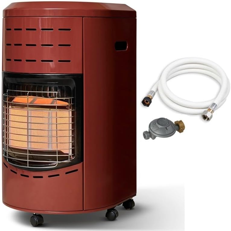 FAVEX - Poêle à gaz 4200W Calgary Rouge brique - Chauffage d'appoint au gaz infrarouge - 3 puissances de chauffe - Jusqu'à 40 m² - Intérieur