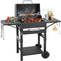 Barbecue portable pour barbecue extérieur fumoir avec étagères latérales, jauge de température