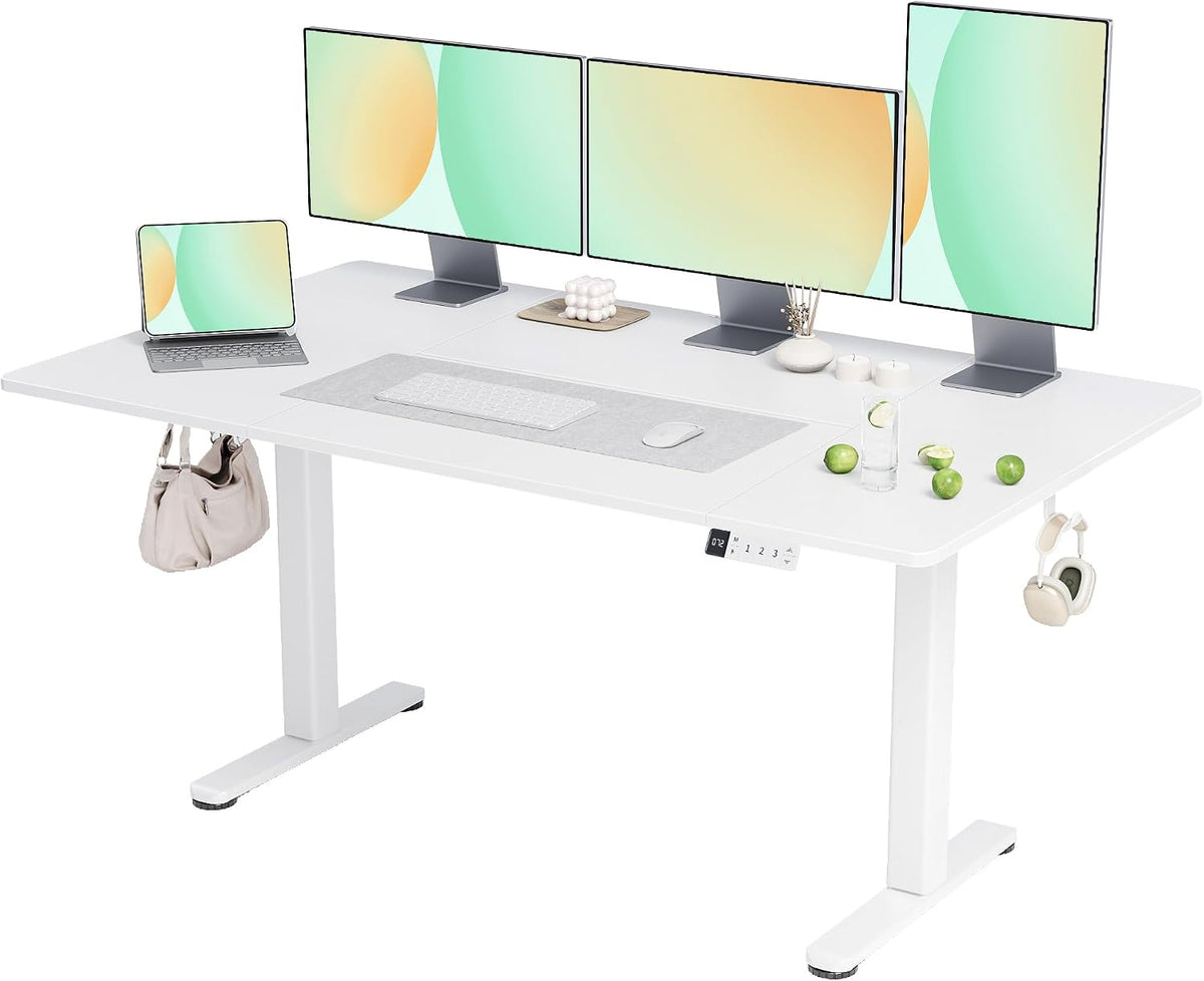 Claiks Bureau Électrique Debout Réglable en Hauteur 160 x 80 cm avec Gestion des Câbles et Fonction Mémoire et Protection Contre Les Collisions