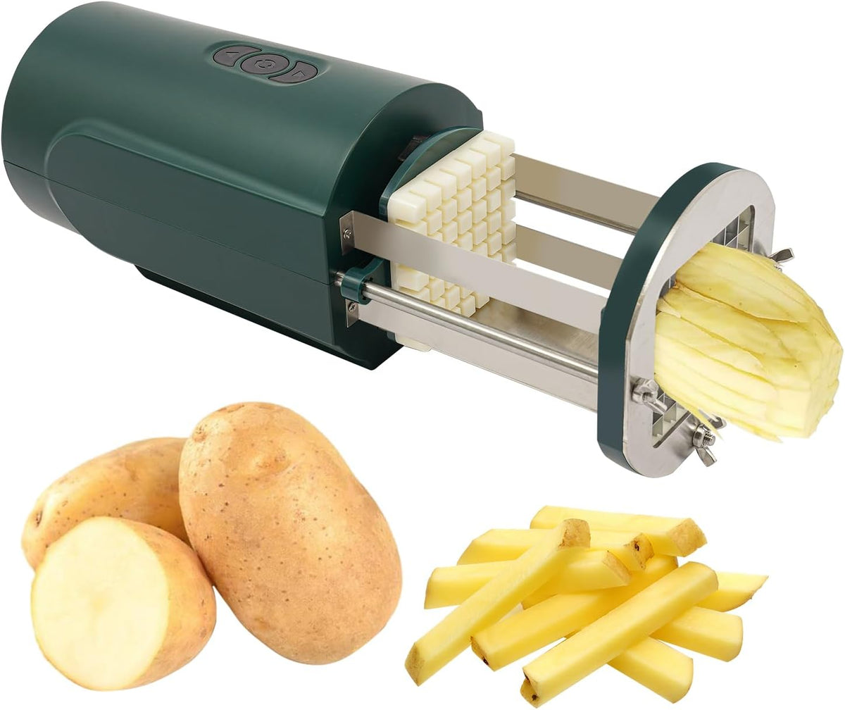 Coupe-frites électrique avec 2 tailles de lame - Coupe-légumes électrique multifonction pour pommes de terre, carottes, pommes