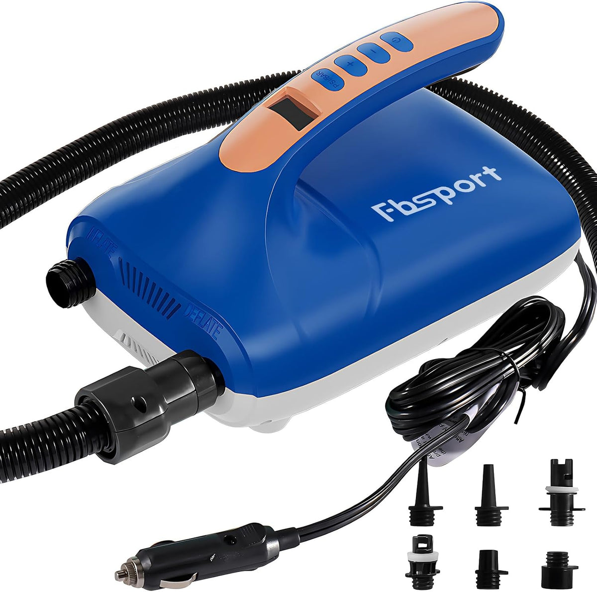 FBSPORT Gonfleur Electrique Paddle 20PSI, 12V DC Pompe Paddle Electrique avec Fonction d'arrêt Automatique et Affichage LCD