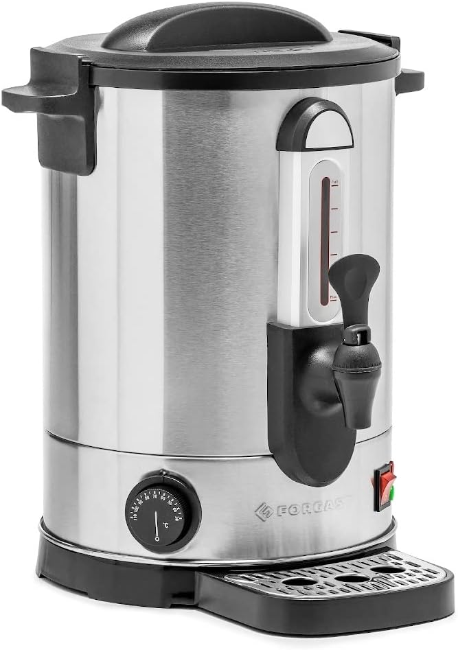 Distributeur d'eau chaude, Acier inoxydable, Capacité 9 litres, Cafetière et théière professionnelle, Indicateur de niveau d'eau, Doubles parois