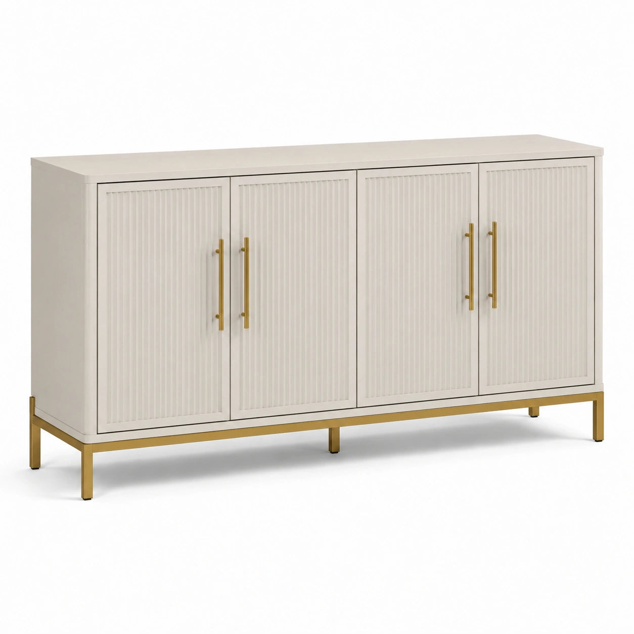 Buffet en bois et métal doré avec 4 portes 160 x 40 x 80 cm