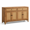 Buffet en bois et rotin acacia 120 cm chêne naturel