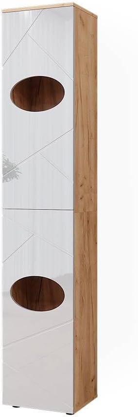 Vicco Armoire à Linge Irma, Chêne doré/Blanc Brillant, 37.2x192cm
