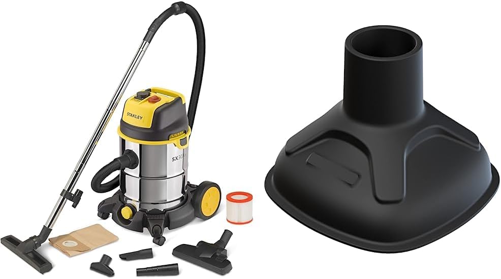 Stanley Aspirateur Solides et Liquides SXVC30XTDE avec Prise Outils Électroportatifs (1600 W