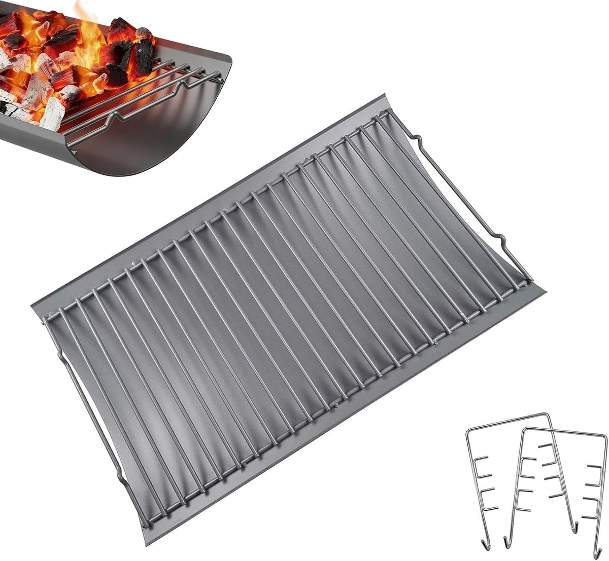 Pièces de Rechange en Acier Aluminium avec 2 Supports pour Grille à feu, Remplacement pour grilles à Charbon Chargriller 5050, 5072