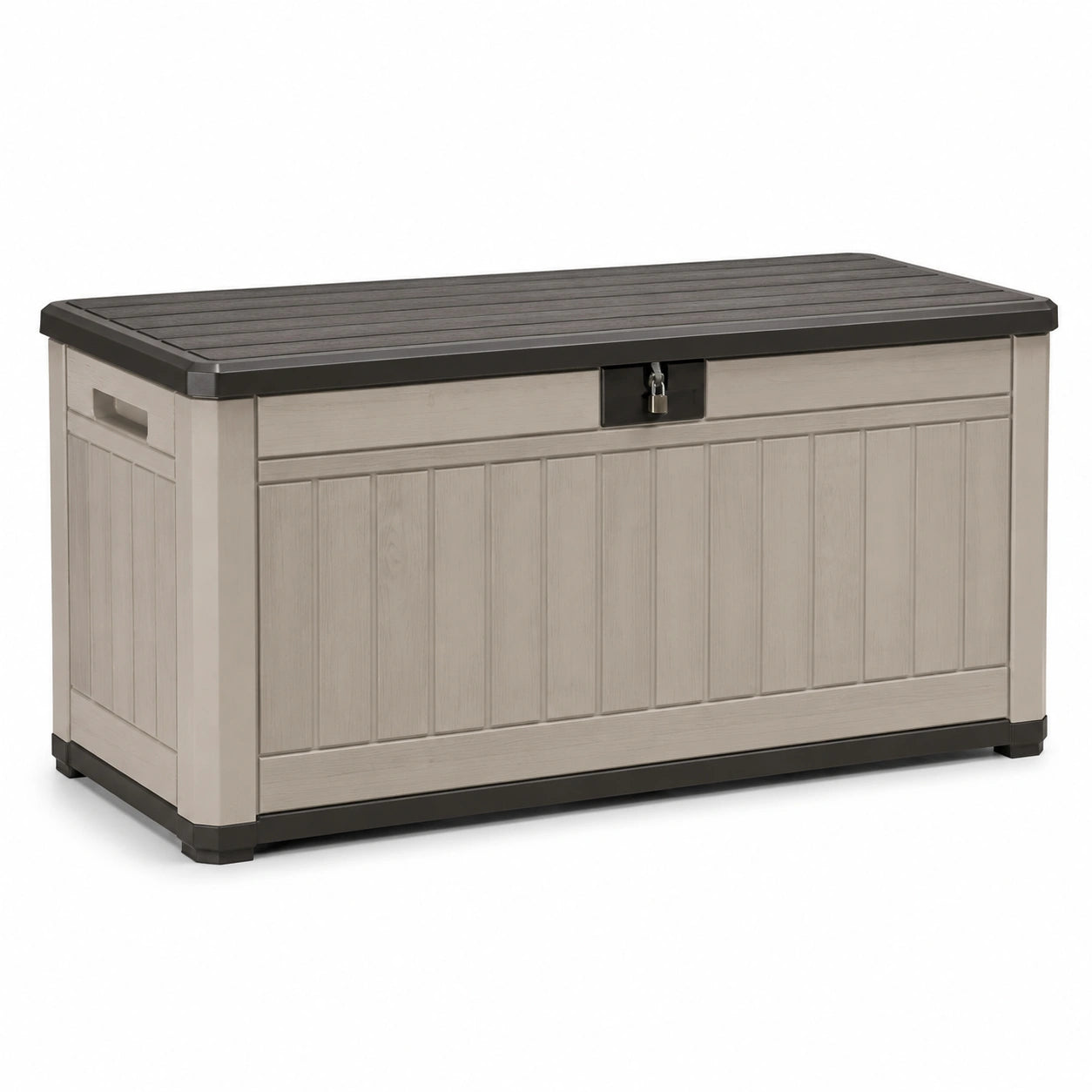 Coffre de rangement en plastique beige/noir