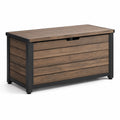 Coffre de rangement extérieur en bois composite et métal, 117 cm x 57 cm x 45 cm, marron/noir