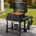 Strattore Charbon de Bois Réglable XL Barbecue au Charbon Barbecue sur Pied Barbecue de Jardin BBQ Gril en Fer