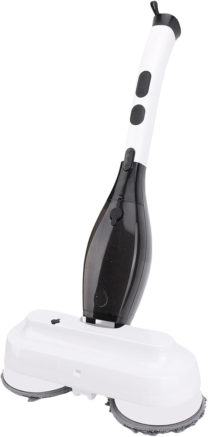 Asixxsix Électrique sans fil, Nettoyeur de plancher rotatif 2 en 1 avec double brosse et réservoir d'eau de 800ml