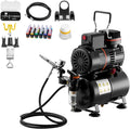 VEVOR Kit Aérographe avec Compresseur d'Air 1/6 HP et Réservoir, Compresseur Aérographe avec 1 Pistolet à Double Action, 1 Buse, Tuyau
