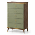 Commode bois et MDF vert avec 5 tiroirs