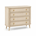 Commode en chêne avec poignées dorées, 85x40x90 cm