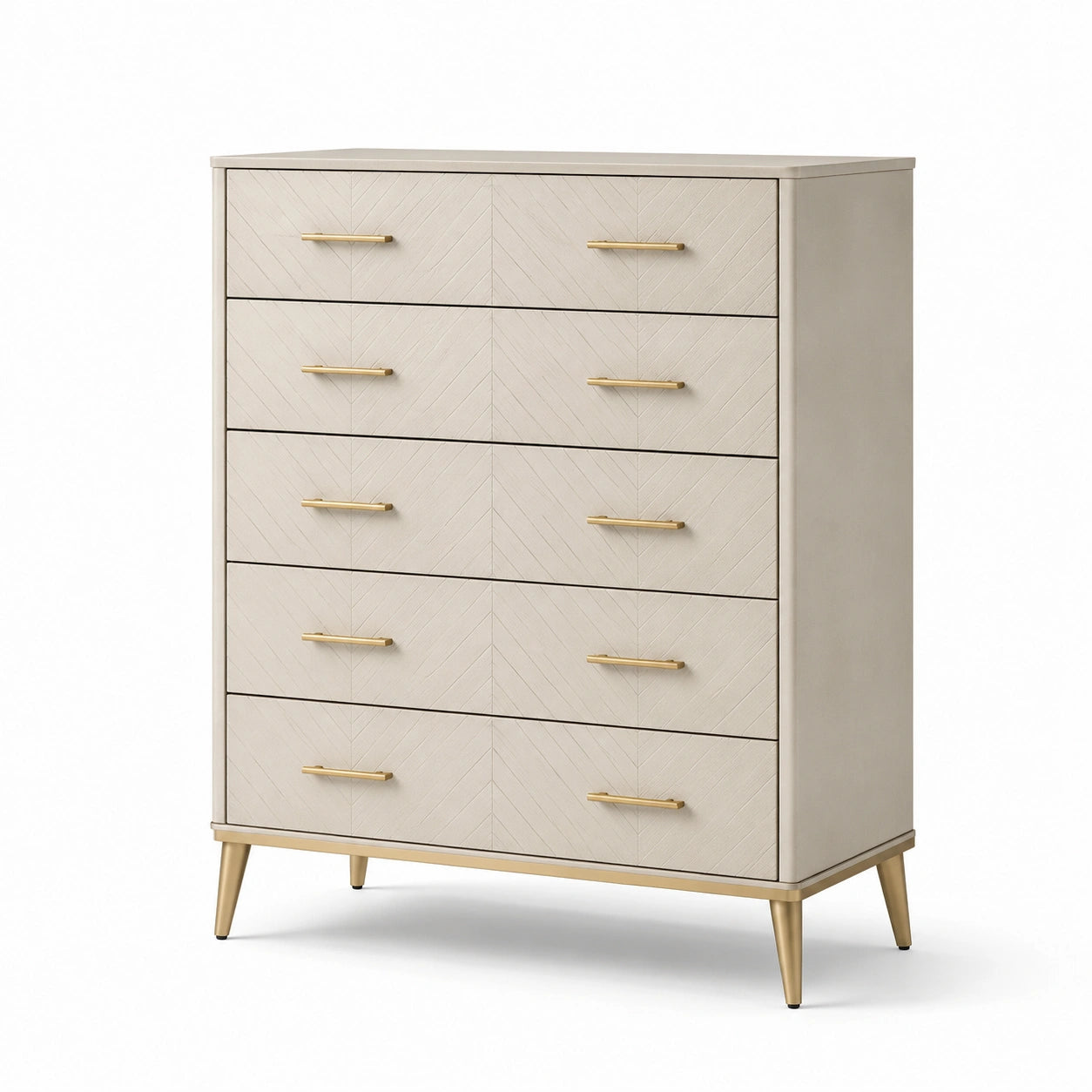 Commode en bois avec poignées en laiton doré