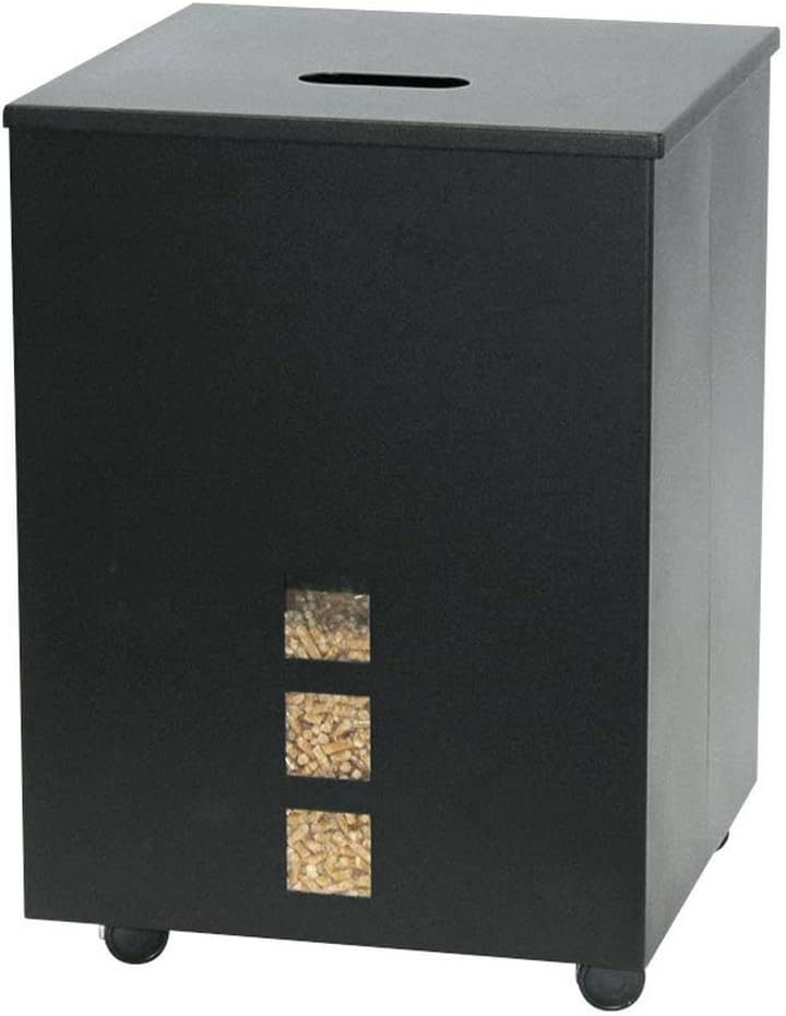 MBM Porte-pellets en acier noir avec fenêtre 39 x 39 h 50 cm. Fabriqué en Italie par Comex Production