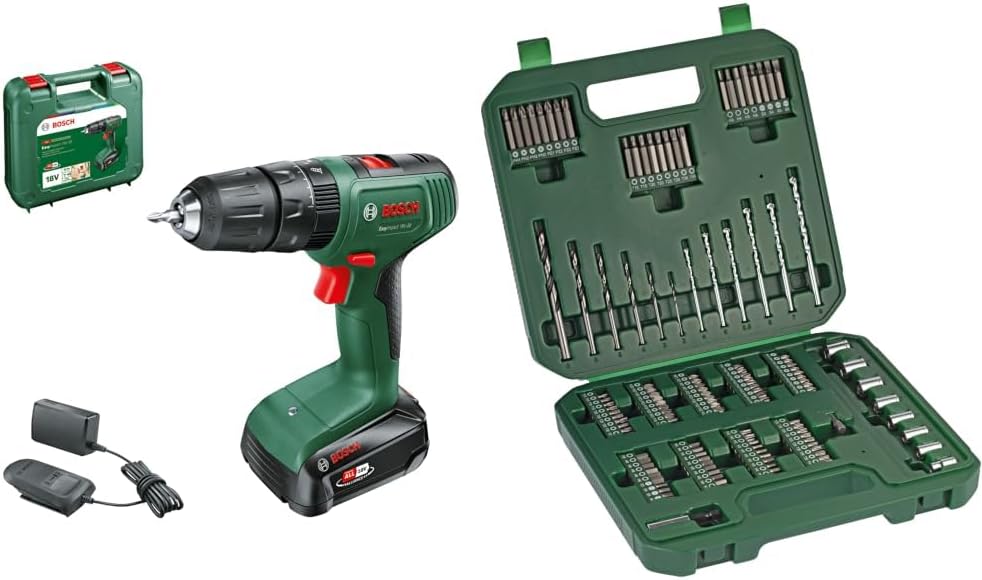 Bosch Perceuse-visseuse sans fil EasyDrill 18V-38 (1 batterie 2,5 Ah, système 18 V, dans coffret de transport) + Bosch Set de base
