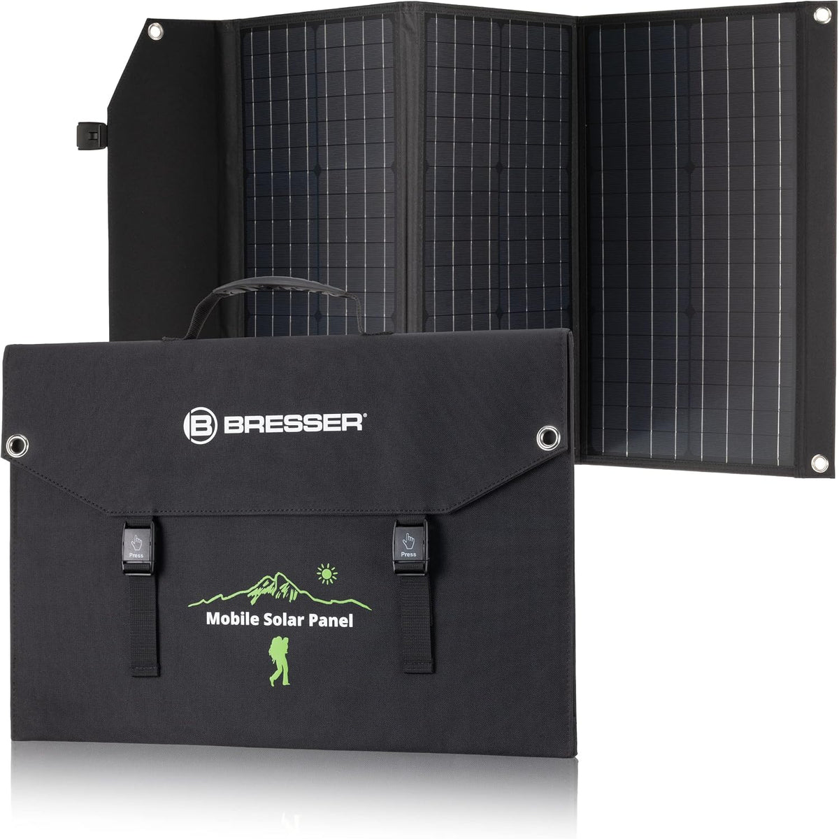Bresser Chargeur solaire 90 W avec 1 port CC et 3 ports USB-A avec prise USB-A avec QC3.0 pour une charge rapide